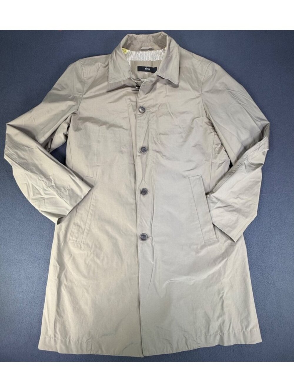NWOT HUGO BOSS Beige Trench/Raincoat Men's Sz42L Boss Lined Cotton/Polyester